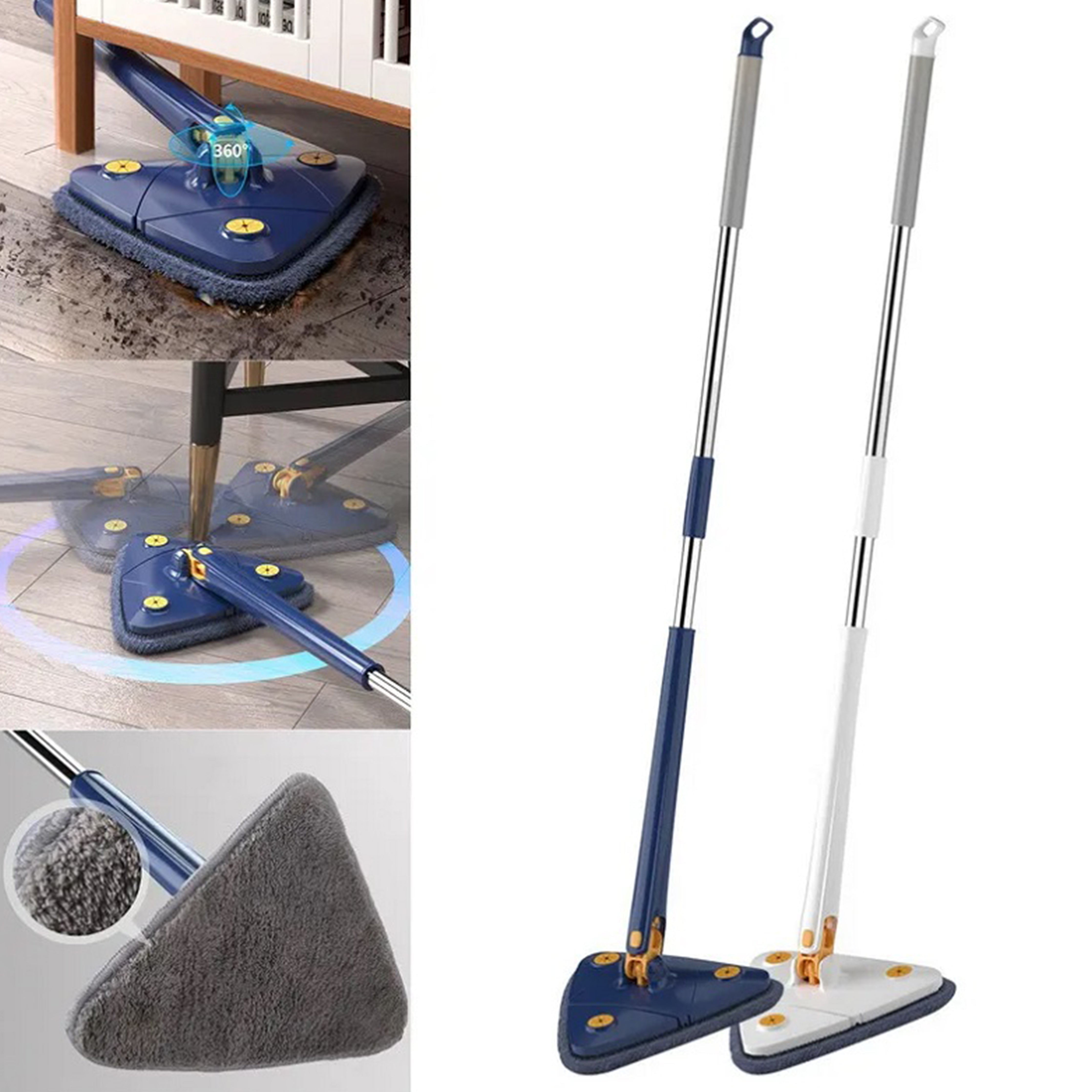 360° Rotatable Adjustable Cleaning Mop Extendable Triangle Mop With Long Handle