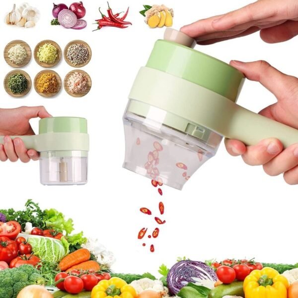 4 In 1 Handheld Electric Vegetable Cutter Set Durable